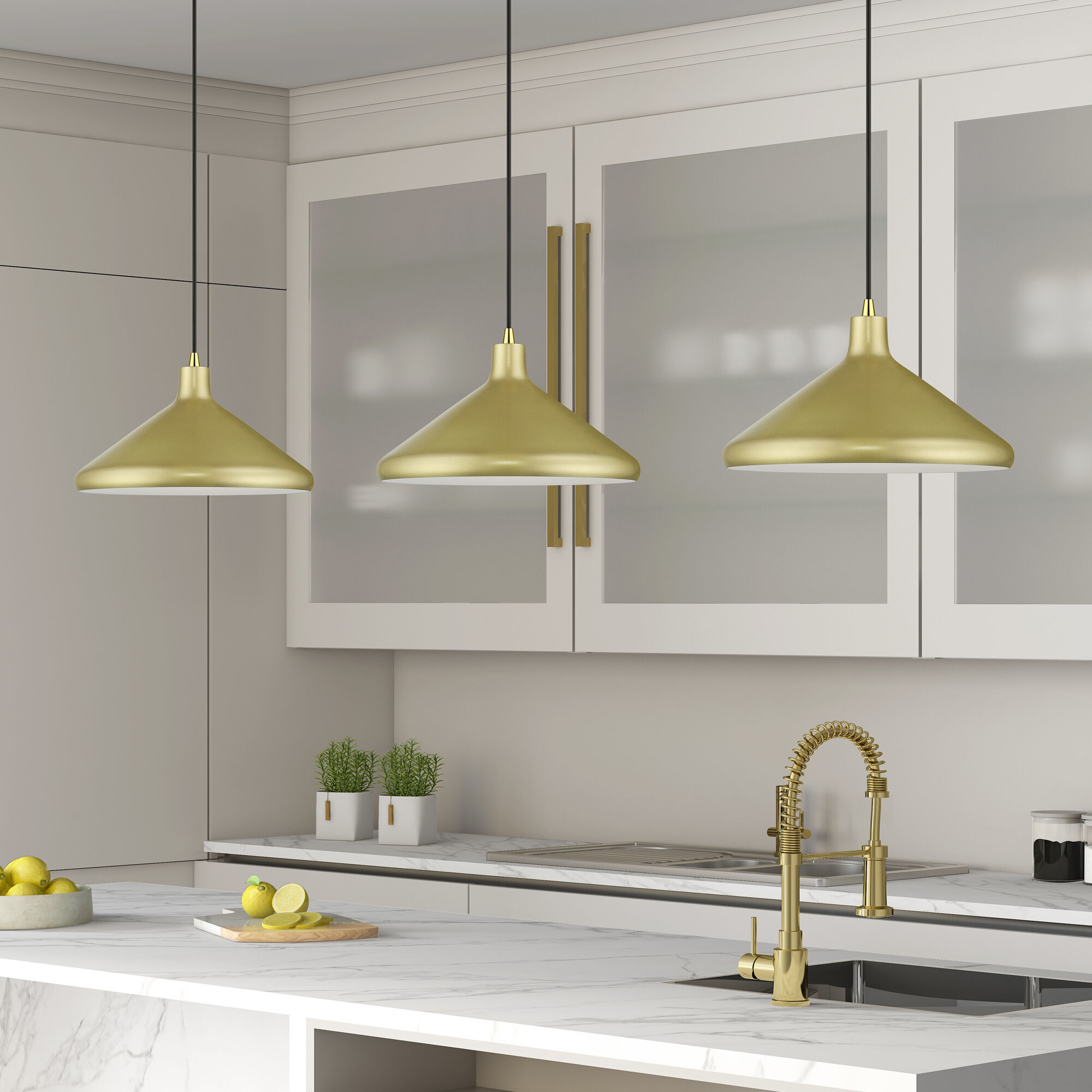 Geneva 1 Light 15.25 inch Soft Gold with Polished Brass Accents Pendant Ceiling Light