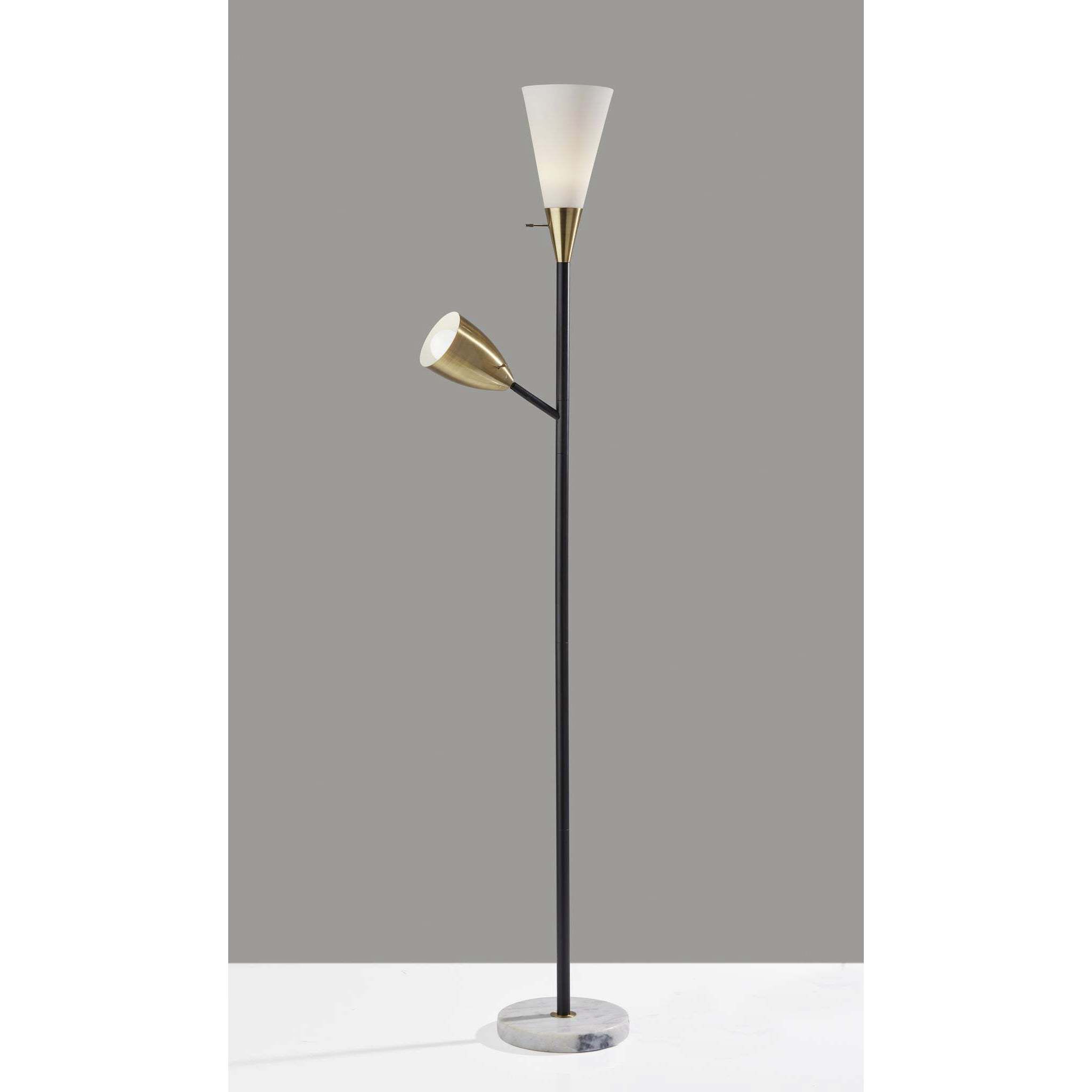 Dixon 71 inch 100.00 watt Black / Antique Brass Accents Torchiere Portable Light, Combo