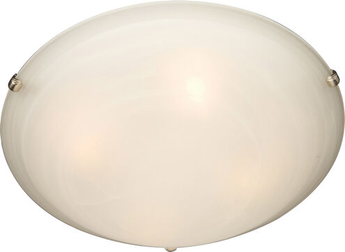 Malaga 3 Light 16 inch Satin Nickel Flush Mount Ceiling Light in Marble