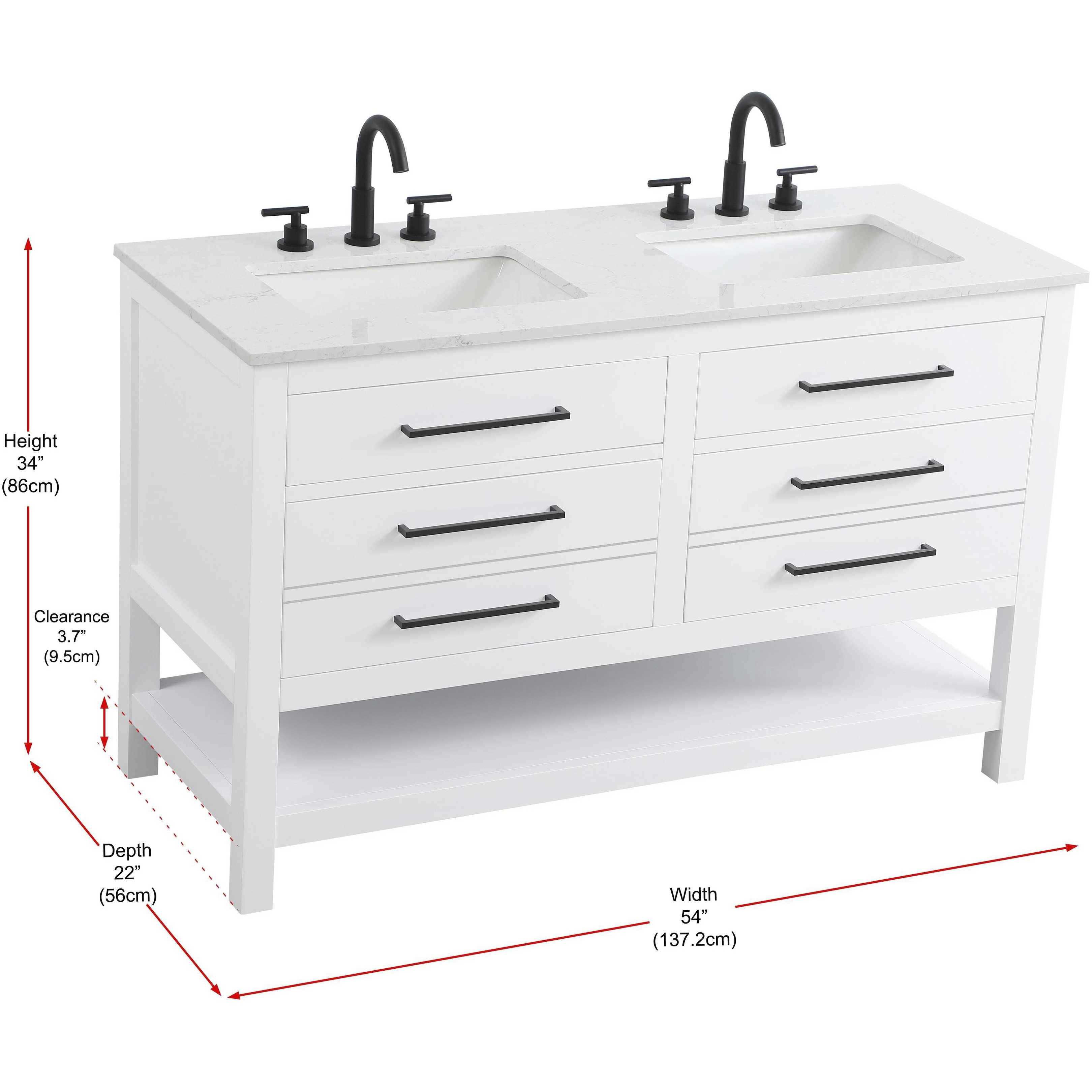 Karson 54 X 34 inch White Bathroom Vanity Cabinet