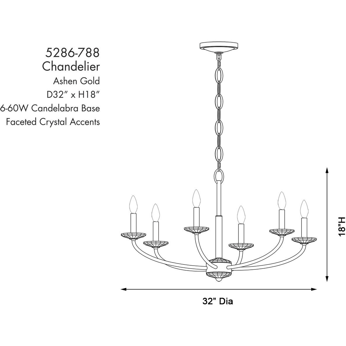 Atella 6 Light 32 inch Ashen Gold Chandelier Ceiling Light