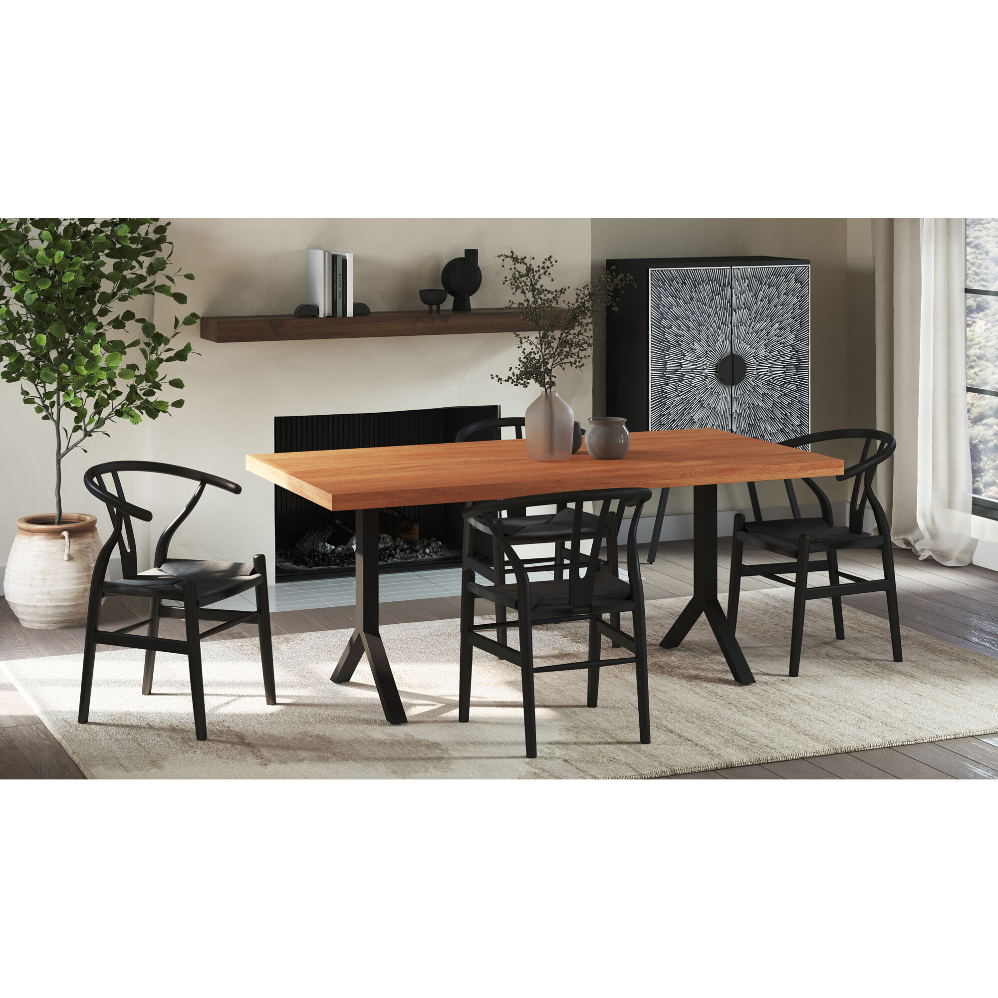 Sunburst 51.5 X 32 inch Black Cabinet, Wine Cabinet