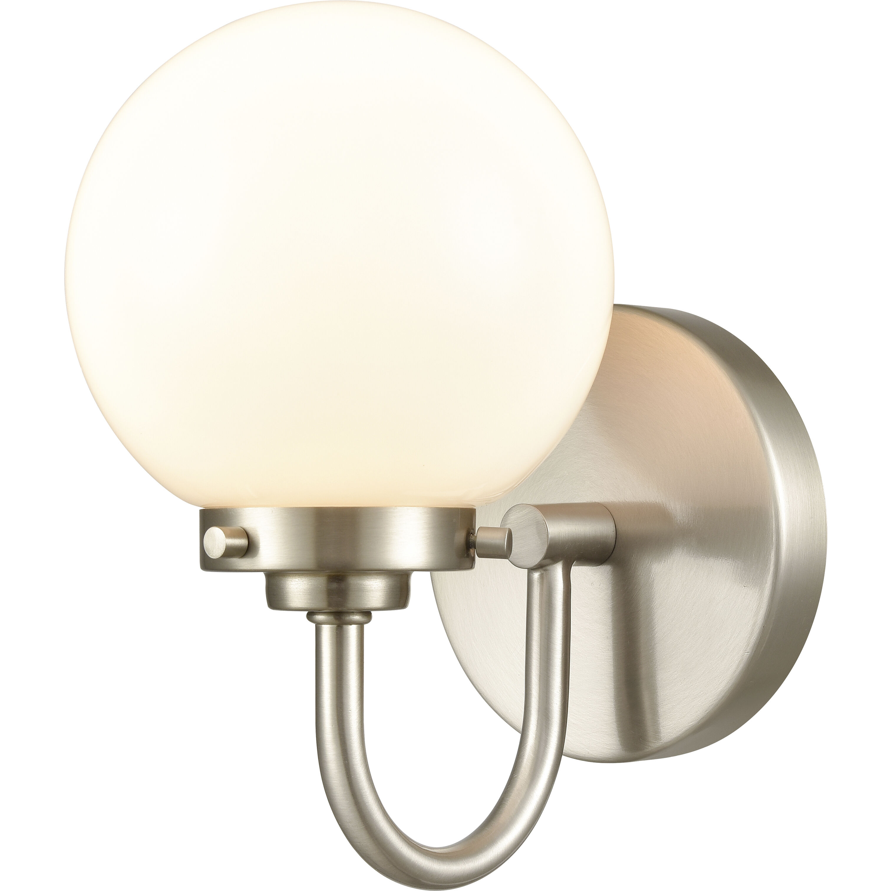 Fairbanks Sconce Wall Light in Opal Glass, Brushed Nickel