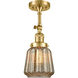 Franklin Restoration Chatham LED 6 inch Satin Gold Semi-Flush Mount Ceiling Light in Mercury Glass, Franklin Restoration