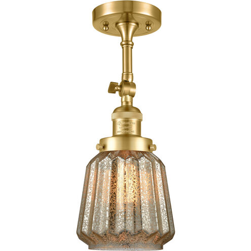 Franklin Restoration Chatham 1 Light 6 inch Satin Gold Semi-Flush Mount Ceiling Light in Mercury Glass, Franklin Restoration