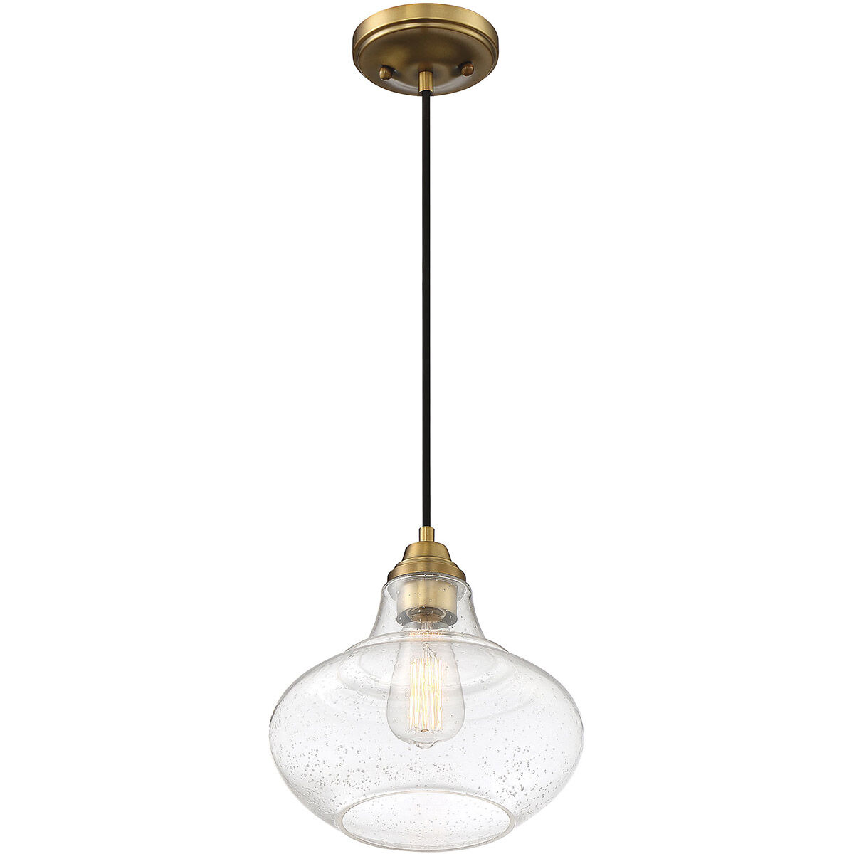 Industrial 1 Light 10 inch Natural Brass Mini-Pendant Ceiling Light