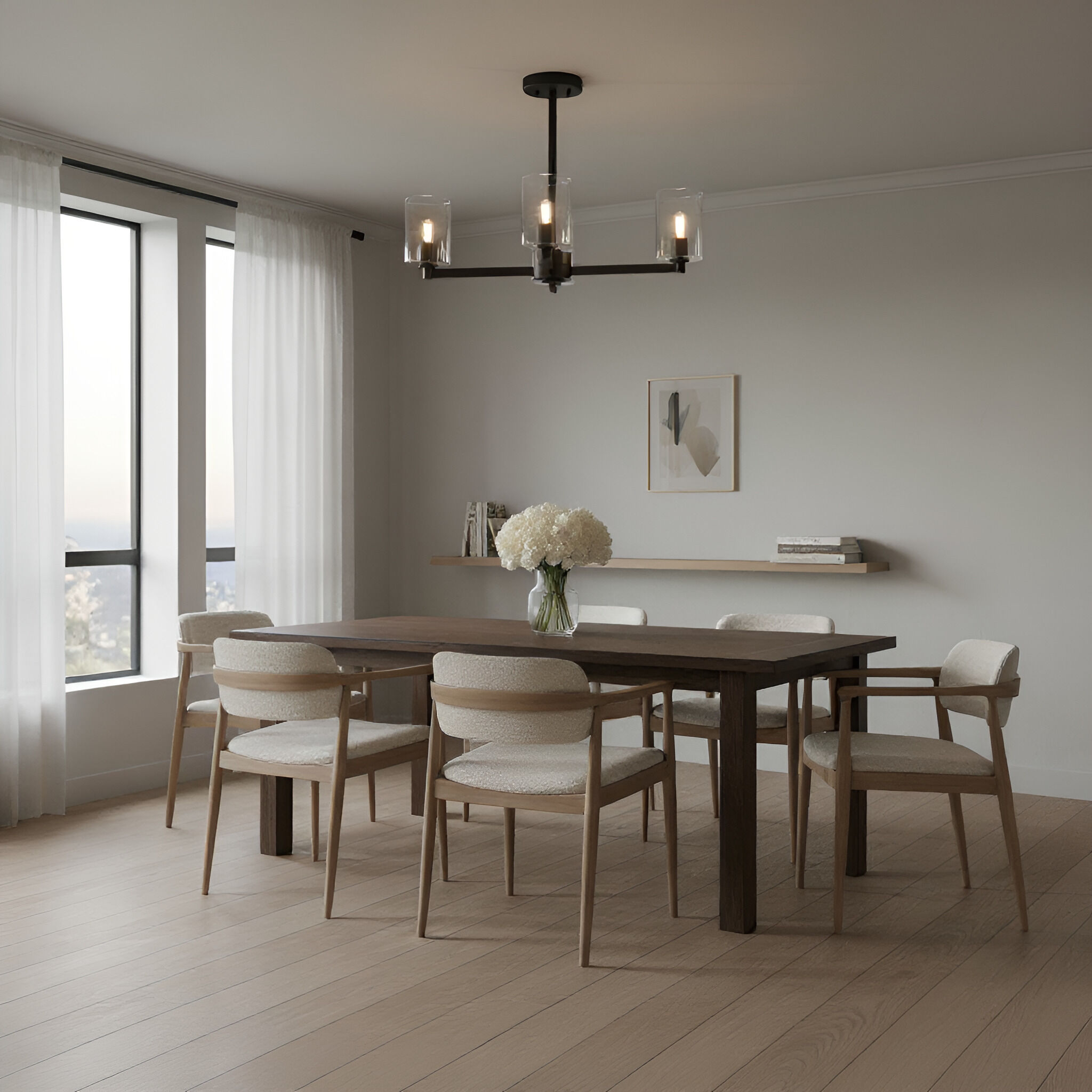 Fullton 3 Light 23.13 inch Midnight Black Semi-Flush Mount Ceiling Light in Clear Glass