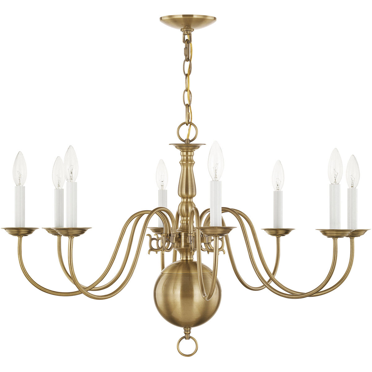 Williamsburgh 8 Light 32 inch Antique Brass Chandelier Ceiling Light