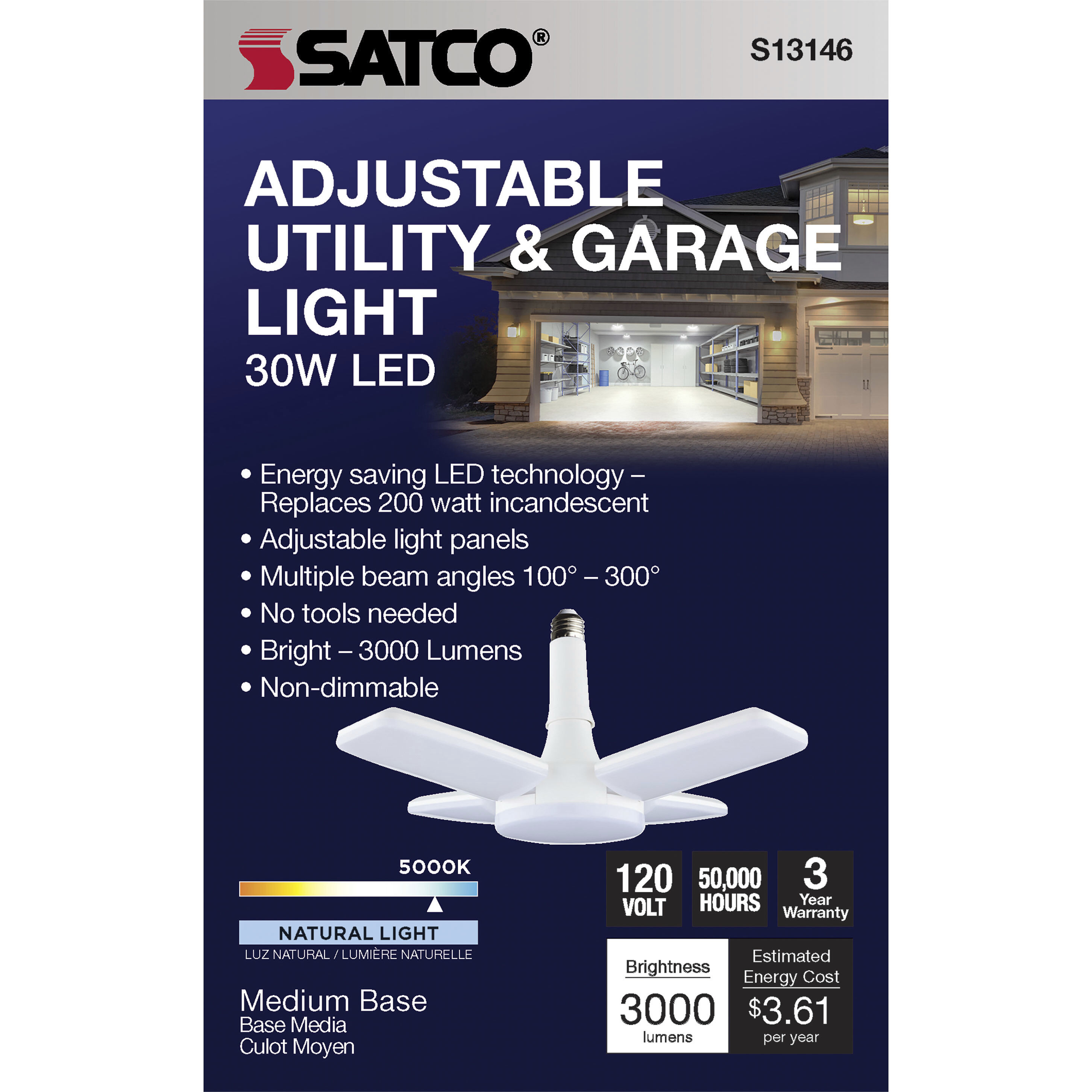 Lumos LED 14 inch White Garage Utility Light Ceiling Light