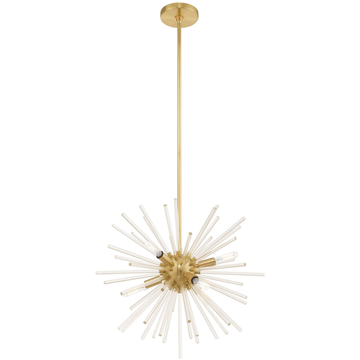 Utopia 6 Light 20 inch Satin Brass Pendant Chandelier Ceiling Light
