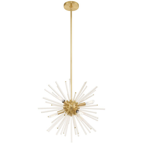 Utopia 6 Light 20 inch Satin Brass Pendant Chandelier Ceiling Light