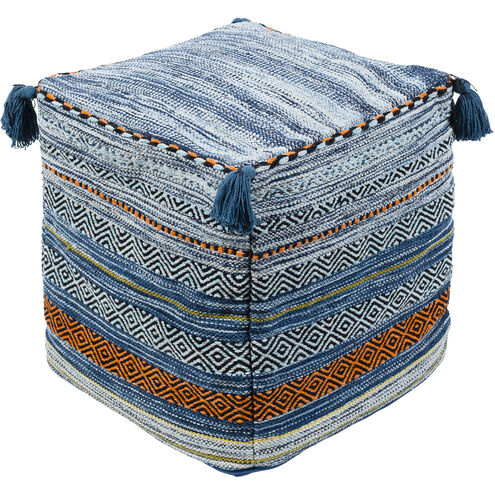 Trenza 18 inch Blue Pouf, Cube