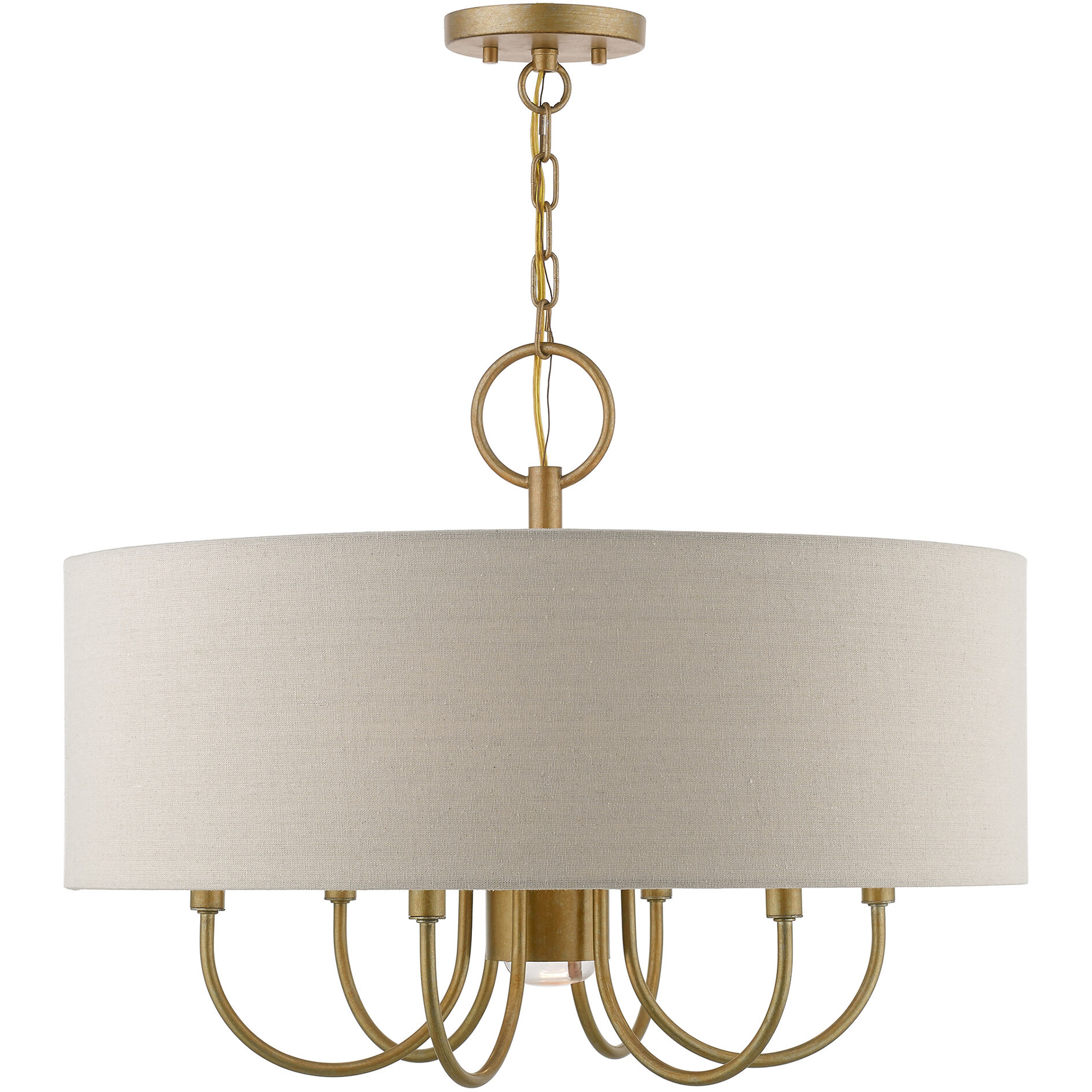 Burnett 7 Light 24 inch Antique Gold Leaf with White Accents Pendant Chandelier Ceiling Light