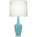 Emma 34.25 inch 150.00 watt Egg Blue Glazed Ceramic with Polished Nickel Accents And A Lucite Base Table Lamp Portable Light in Polished Nickel and Lucite