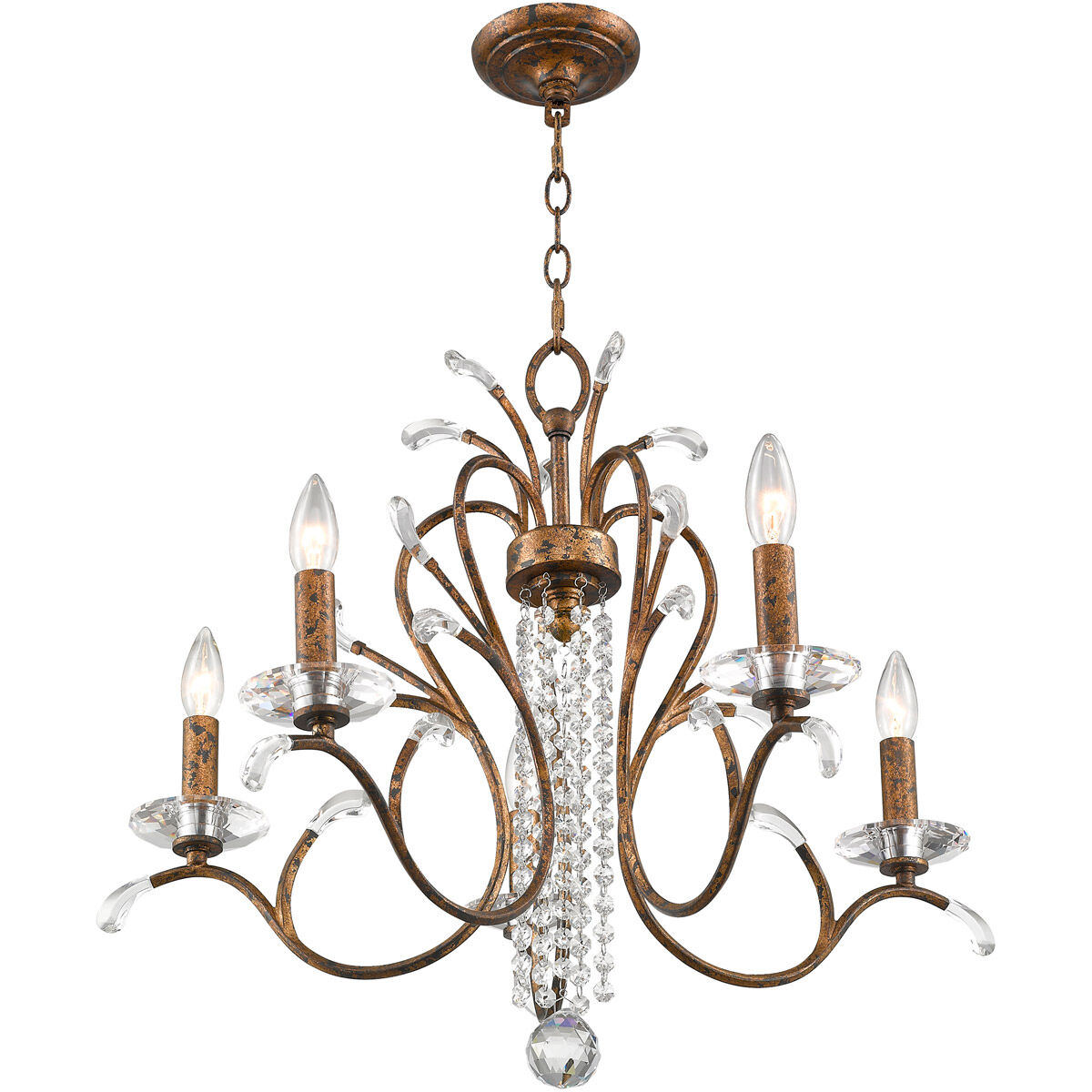 Serafina 5 Light 26 inch Hand Applied Venetian Golden Bronze Chandelier Ceiling Light