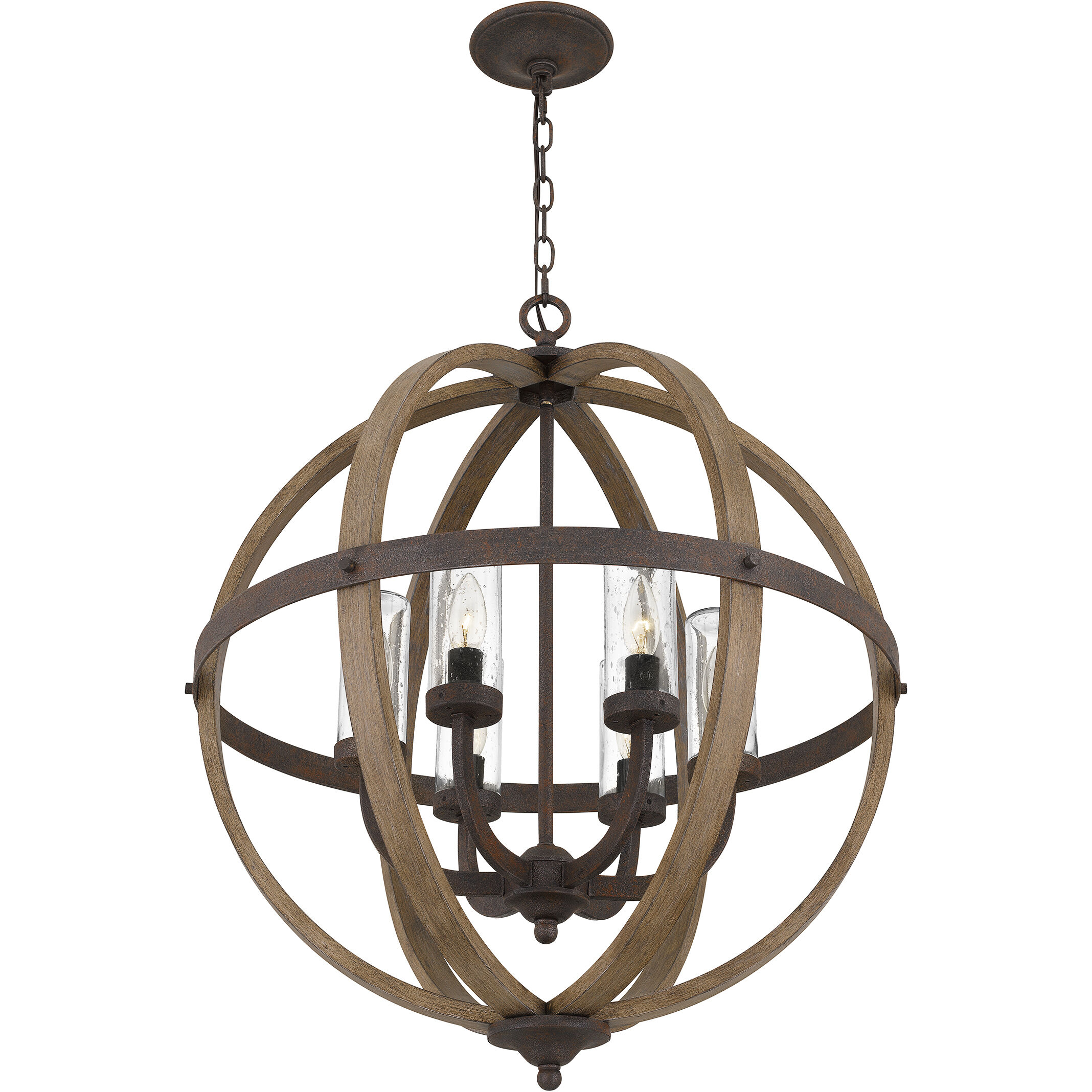 Fusion 6 Light 24.75 inch Rustic Black Pendant Ceiling Light, Outdoor