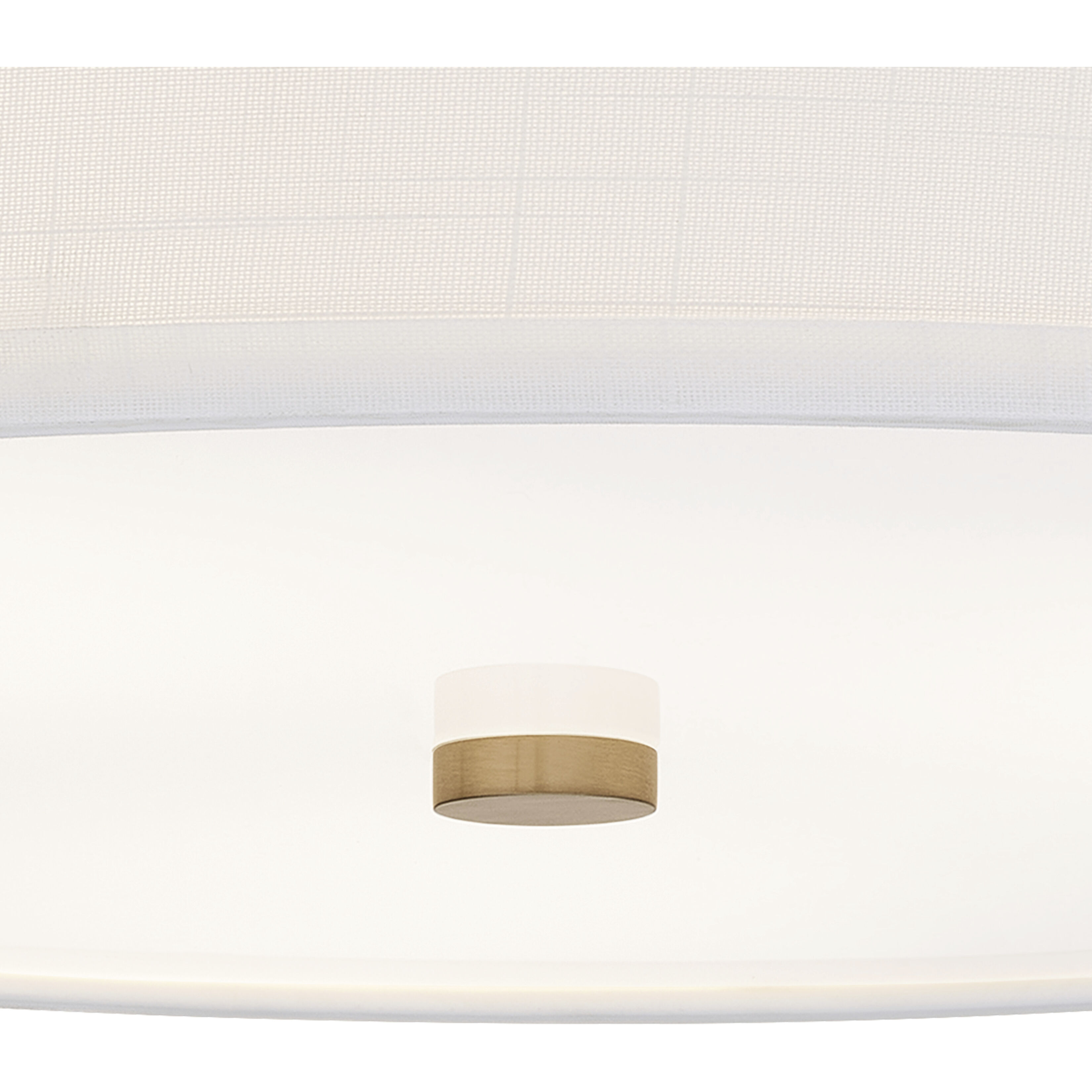 Textile Collection - Genova Family 18 inch Brushed Brass Pendant Ceiling Light in 18" D x 18" W x 7.5" H, White Linen, EVOLV