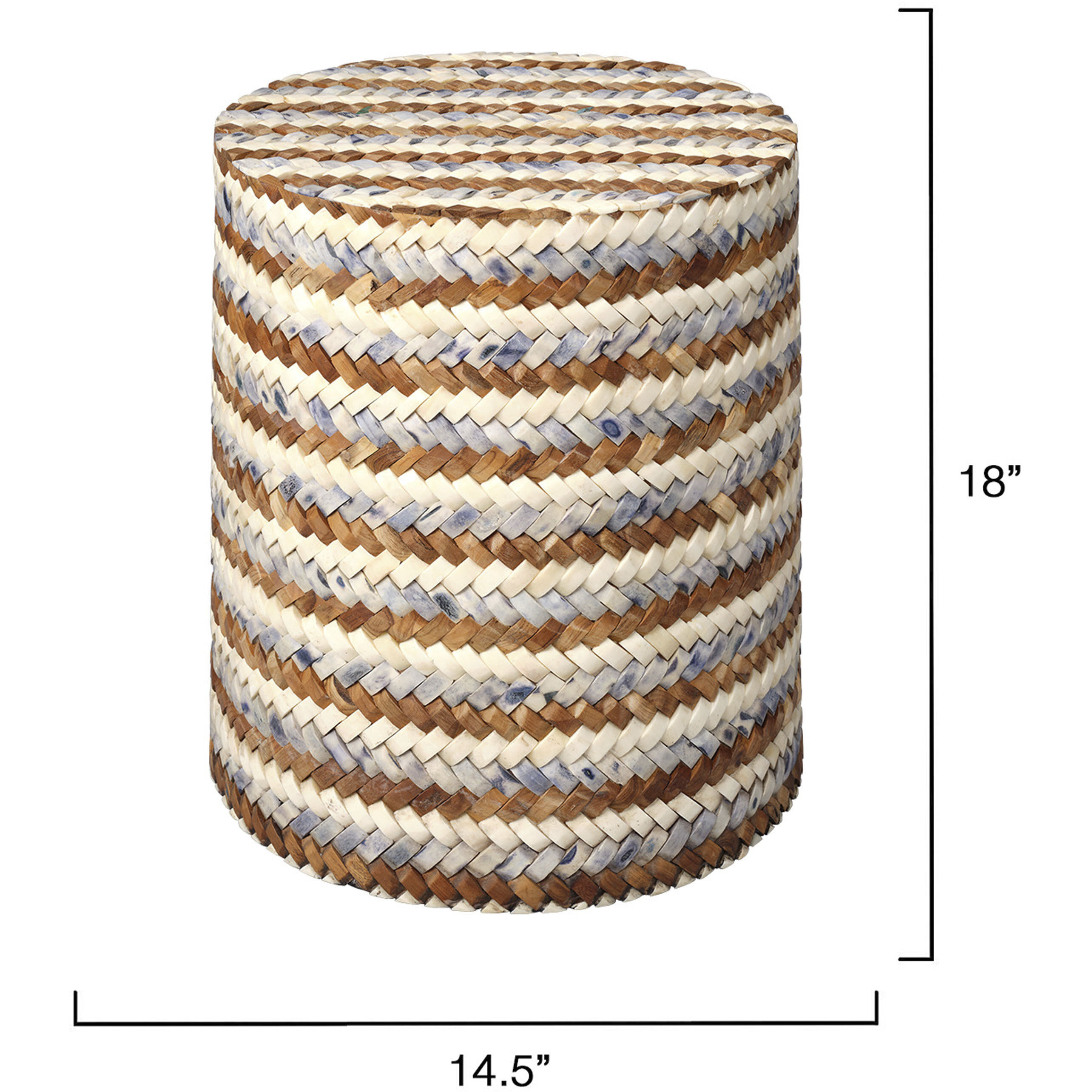 Interwoven 18 X 14.5 inch Blue and White and Natural Side Table, Inline