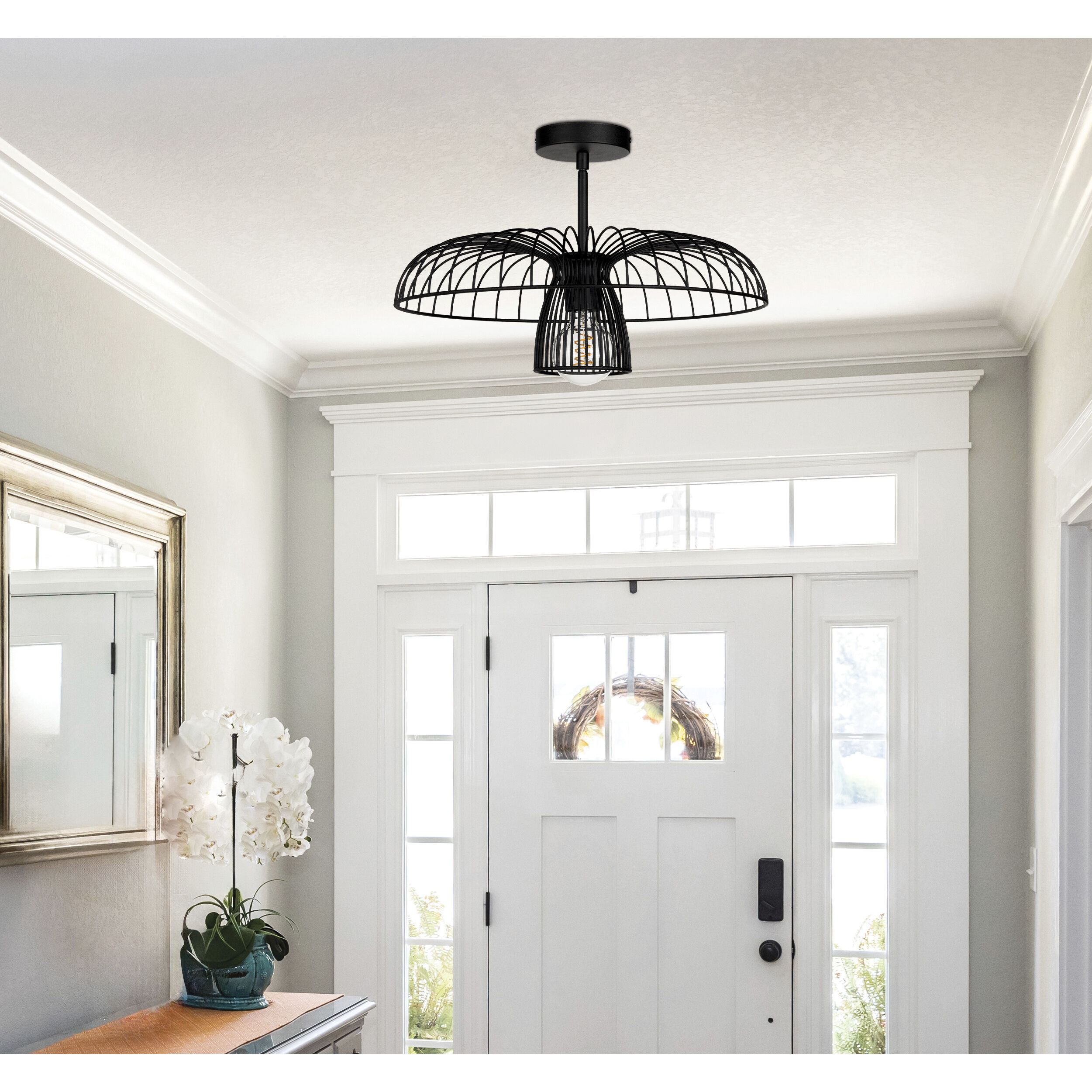 Champerico 1 Light 17.99 inch Black Semi-Flush Mount Ceiling Light