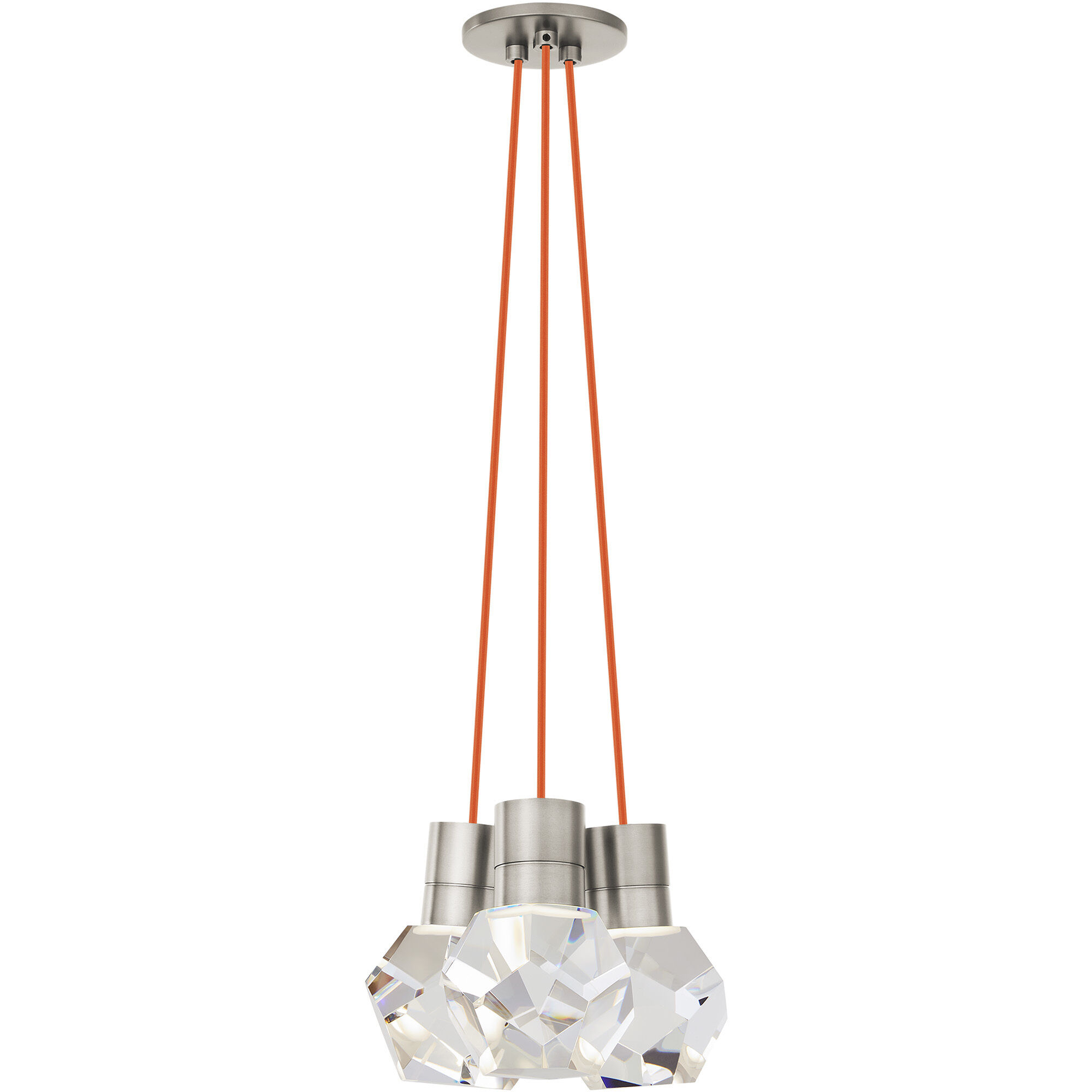 Sean Lavin Kira LED Satin Nickel Pendant Ceiling Light in Orange Cord, LED 90 CRI 3000K, Integrated LED