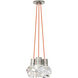 Sean Lavin Kira LED Satin Nickel Pendant Ceiling Light in Orange Cord, LED 90 CRI 3000K, Integrated LED