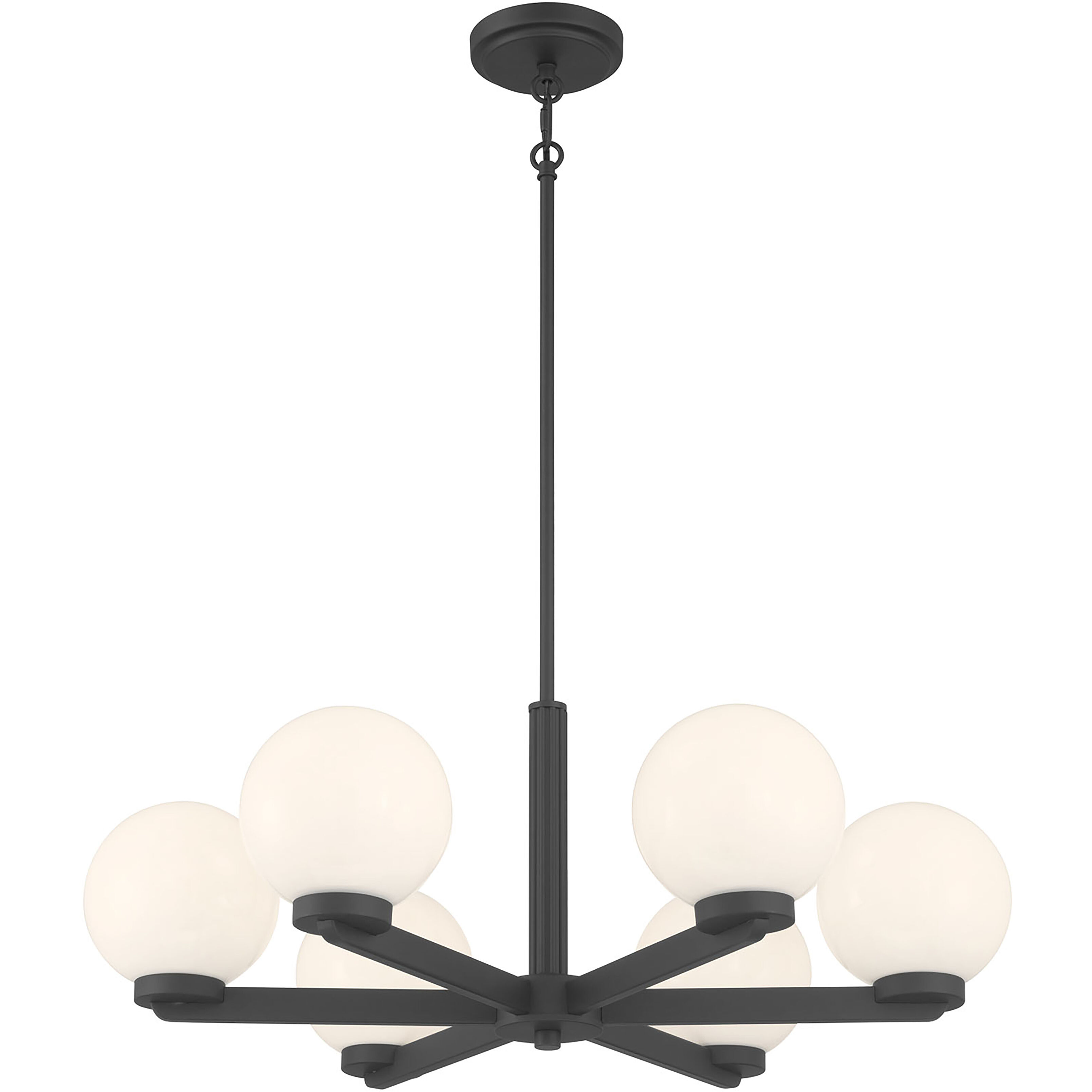 Ardeva 6 Light 28 inch Matte Black Chandelier Ceiling Light