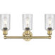 Clymer 3 Light 21.88 inch Brushed Brass Bath Vanity Light Wall Light in Seedy Glass