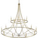 Noura 15 Light 60 inch Champagne Gold and Clear Chandelier Ceiling Light