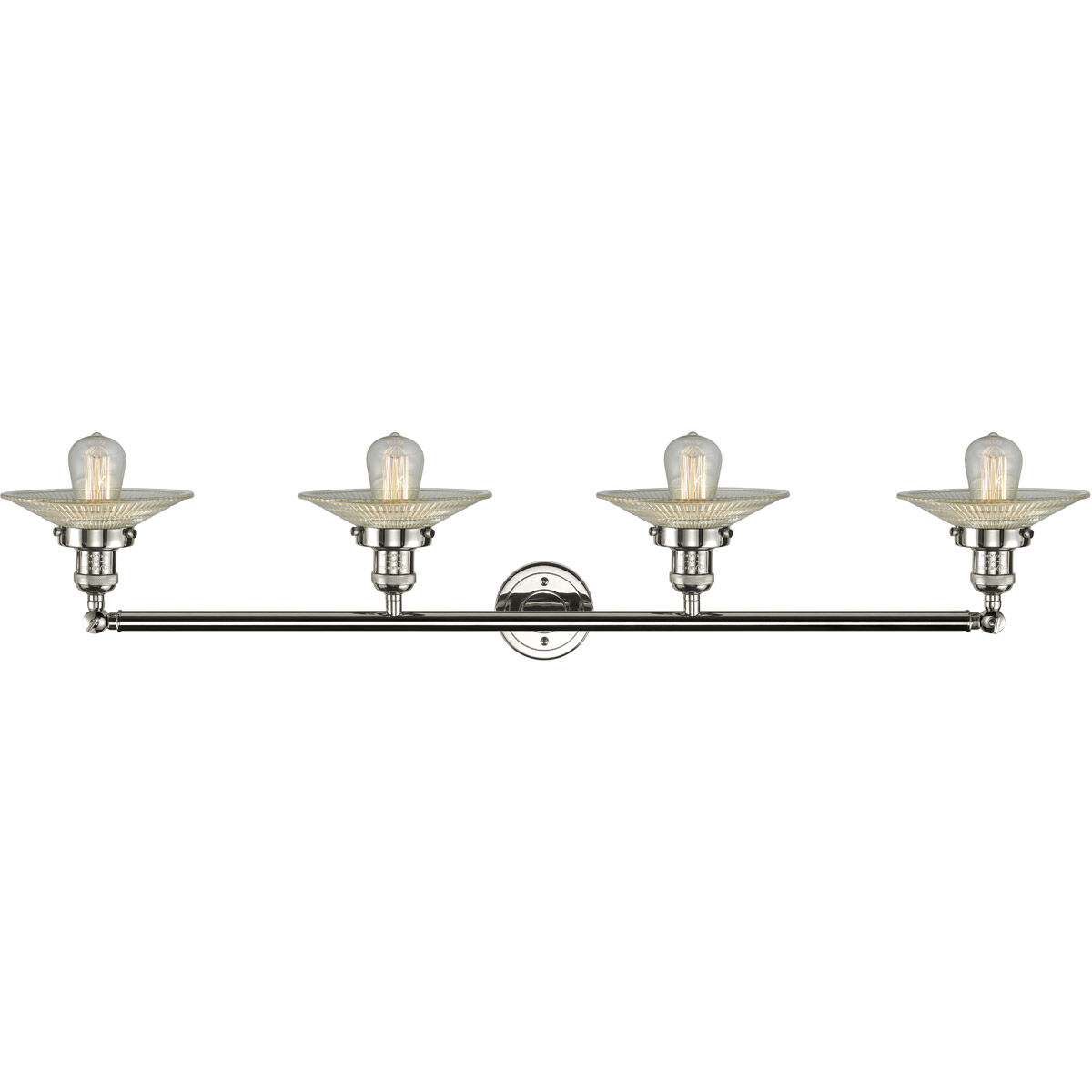 Franklin Restoration Halophane LED 45 inch Polished Nickel Bath Vanity Light Wall Light in Clear Halophane Glass, Franklin Restoration