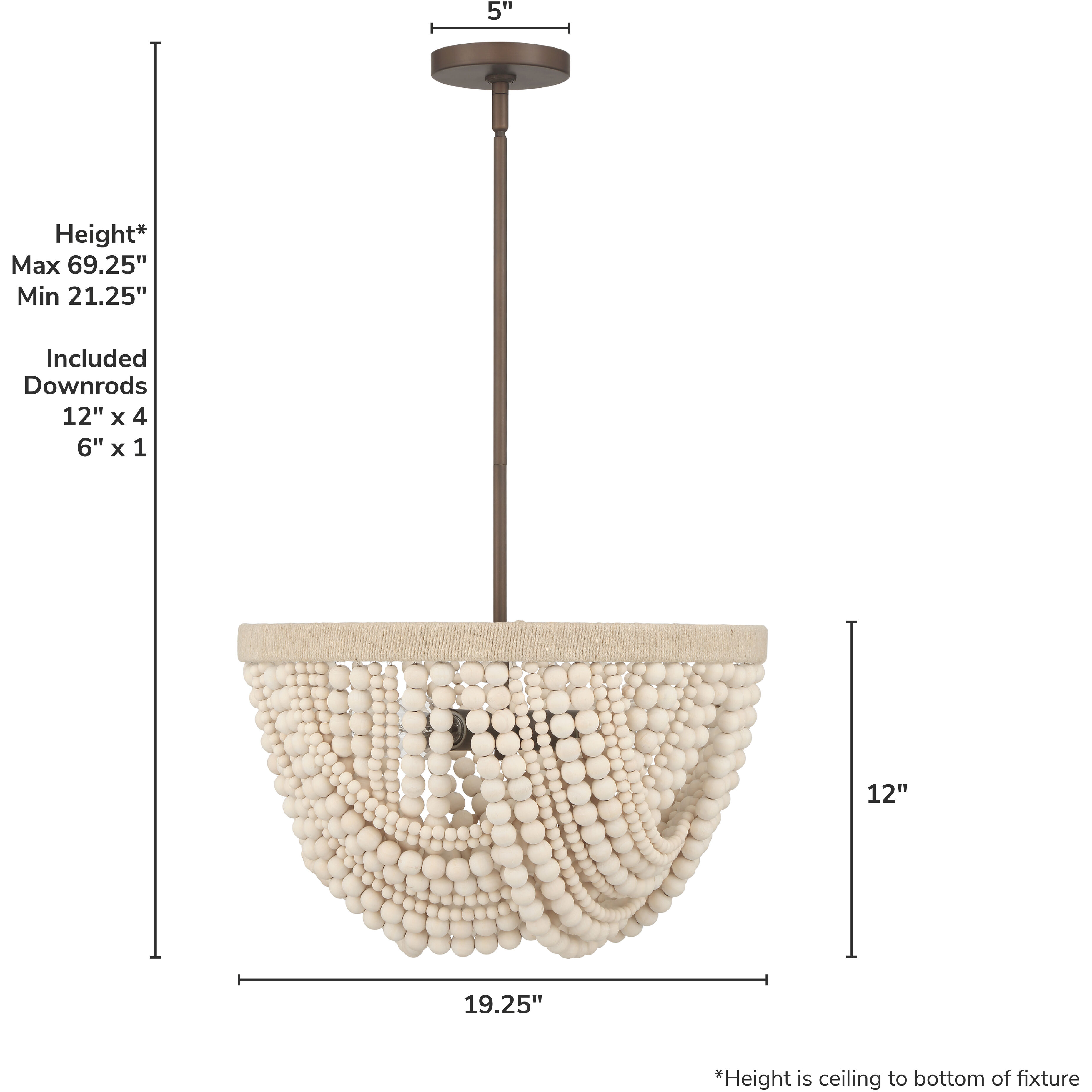 Autumndale 4 Light 19.25 inch Matte Bronze Pendant Ceiling Light, Large
