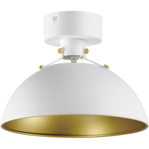 Dawn 1 Light 12 inch White/Satin Brass Semi-Flush Mount Ceiling Light