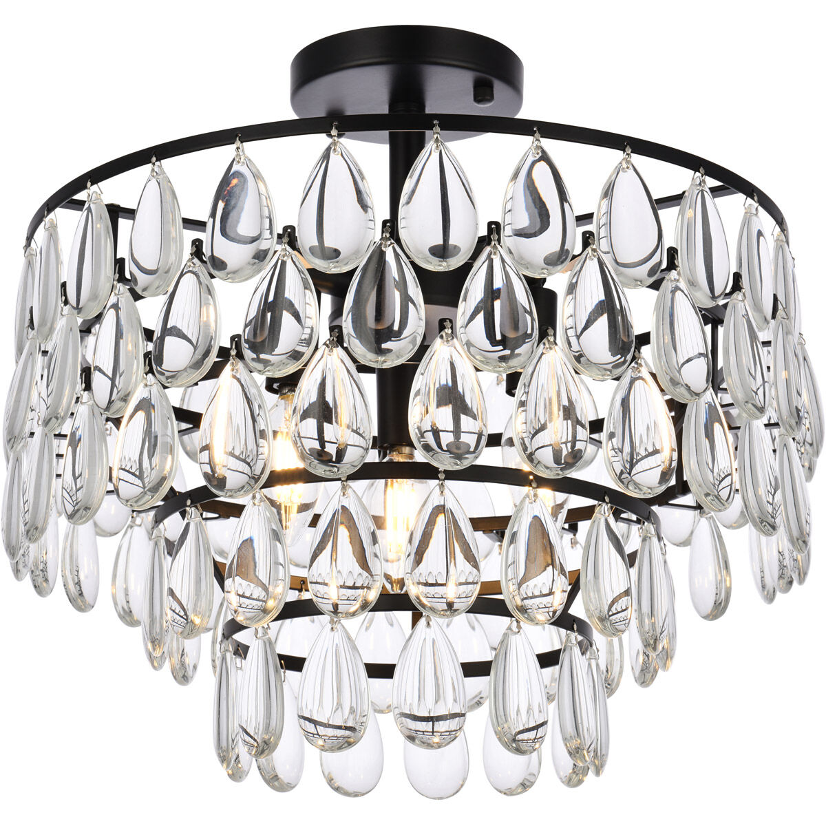 Mila 3 Light 16 inch Black Flush Mount Ceiling Light