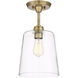 Modern 1 Light 10 inch Natural Brass Semi-Flush Ceiling Light