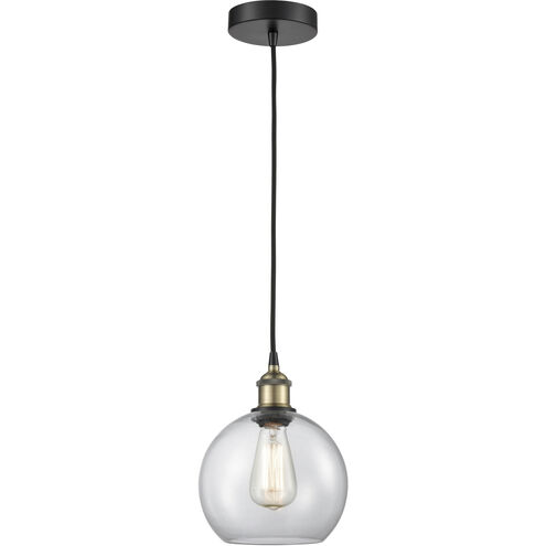 Athens 1 Light 8 inch Black Antique Brass Mini Pendant Ceiling Light in Clear