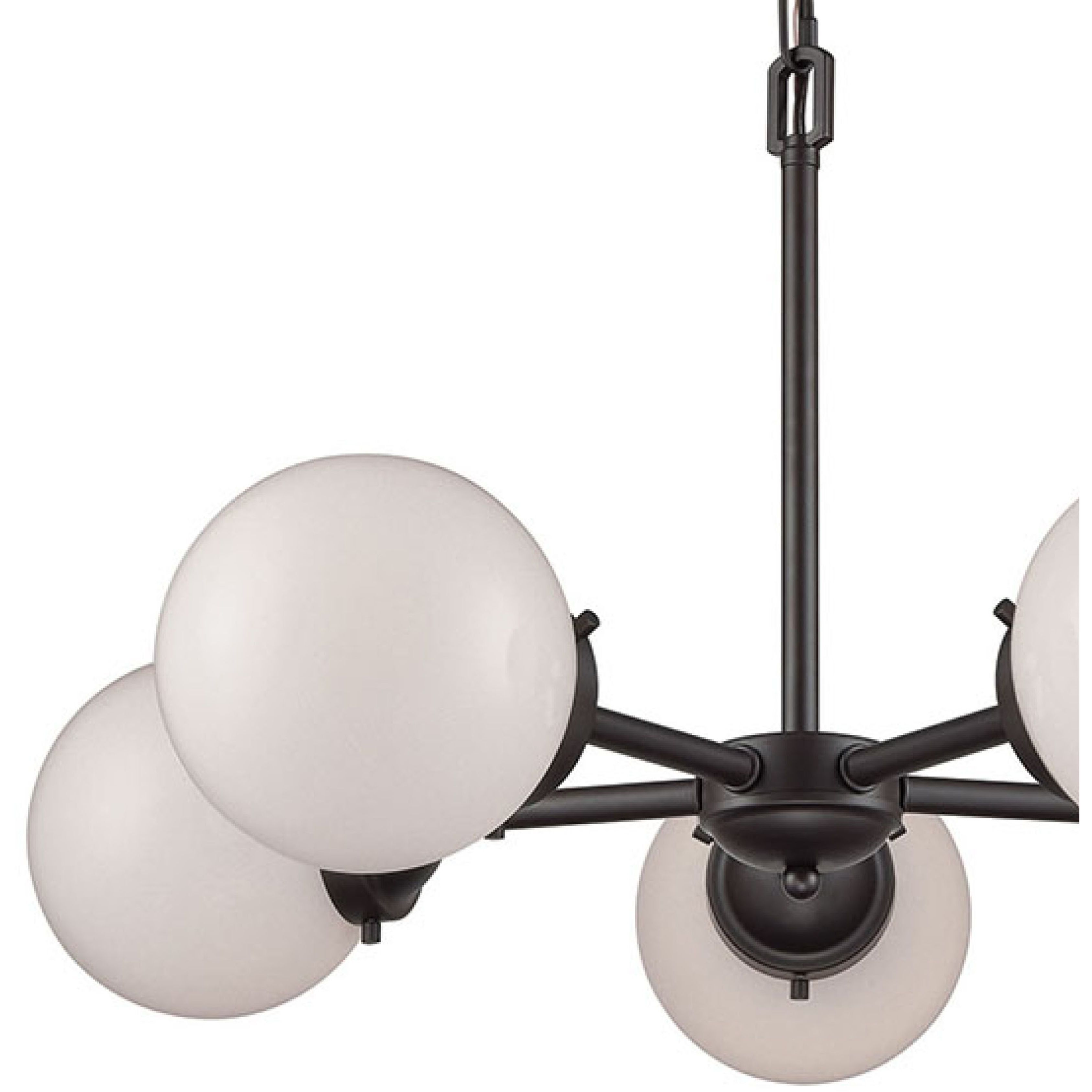 Beckett 5 Light 26 inch Oil Rubbed Bronze Chandelier Ceiling Light in White Glass