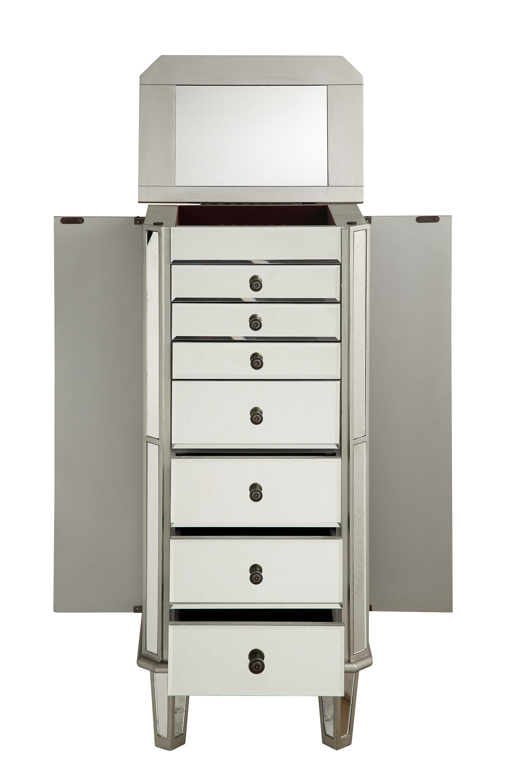 Contempo 41 inch Silver with Clear Mirror Jewelry Armoire