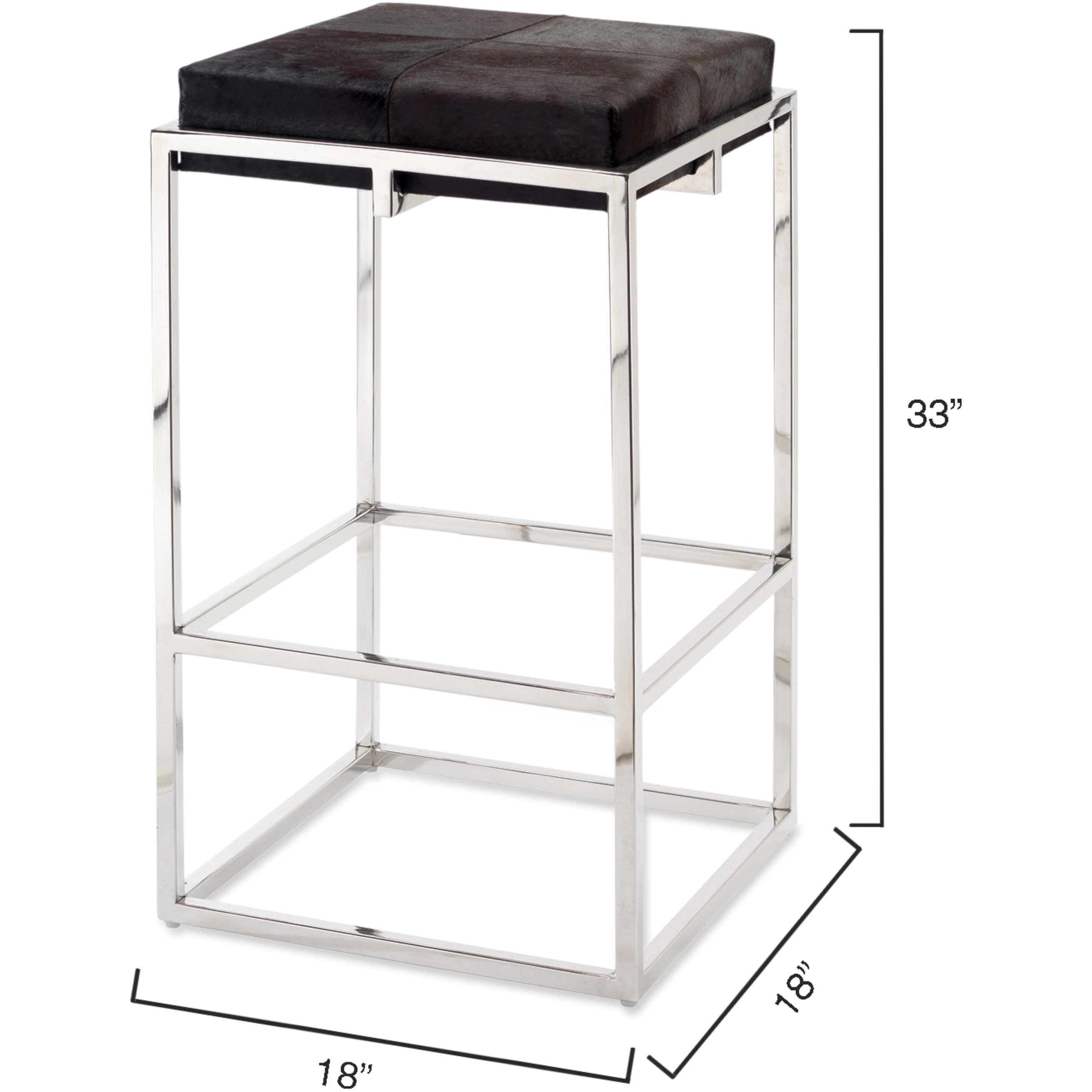 Shelby 33 inch Espresso Hide & Nickel Metal Bar Stool in Espresso Hide and Nickel Metal