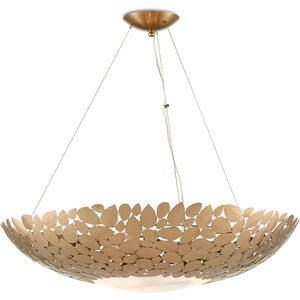 Protean 3 Light 33 inch Antique Brass/Frosted Glass Chandelier Ceiling Light, Convertible to Semi-Flush 