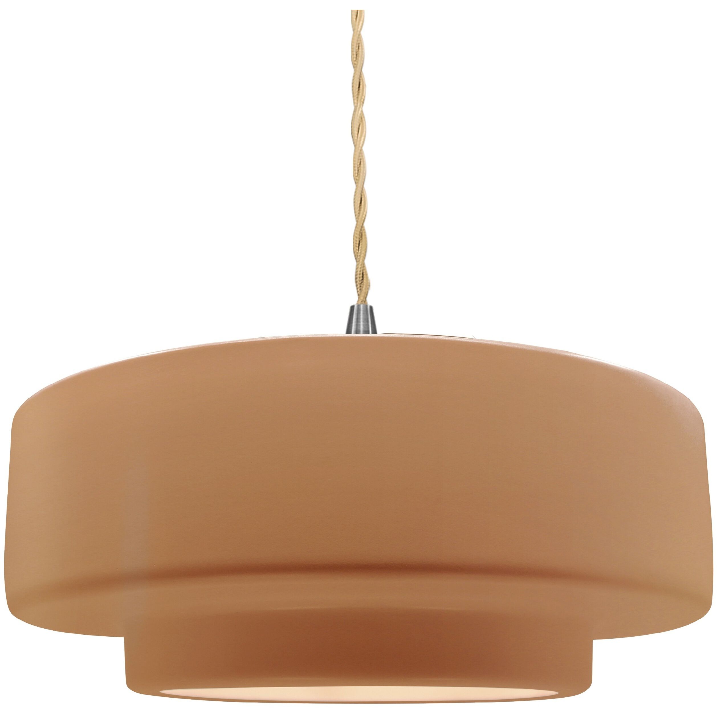 Radiance Collection - Tier Pendant Ceiling Light in Brushed Nickel, Dedicated LED, Beige Twist Cord, Adobe, 14.5W x 5.25H, Form+Finish+Function