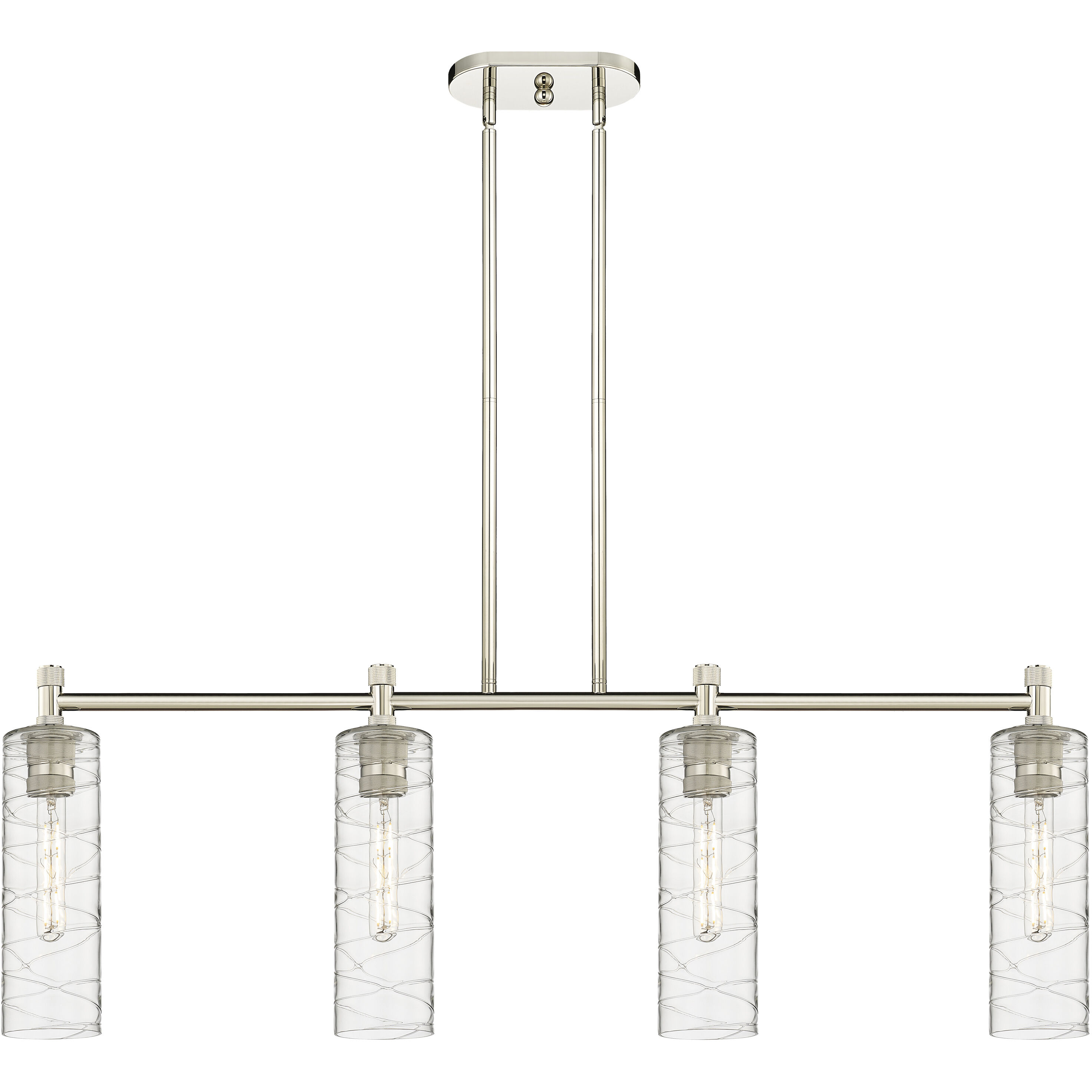 Downtown Urban Crown Point Island Light Ceiling Light in Polished Nickel, Deco Swirl