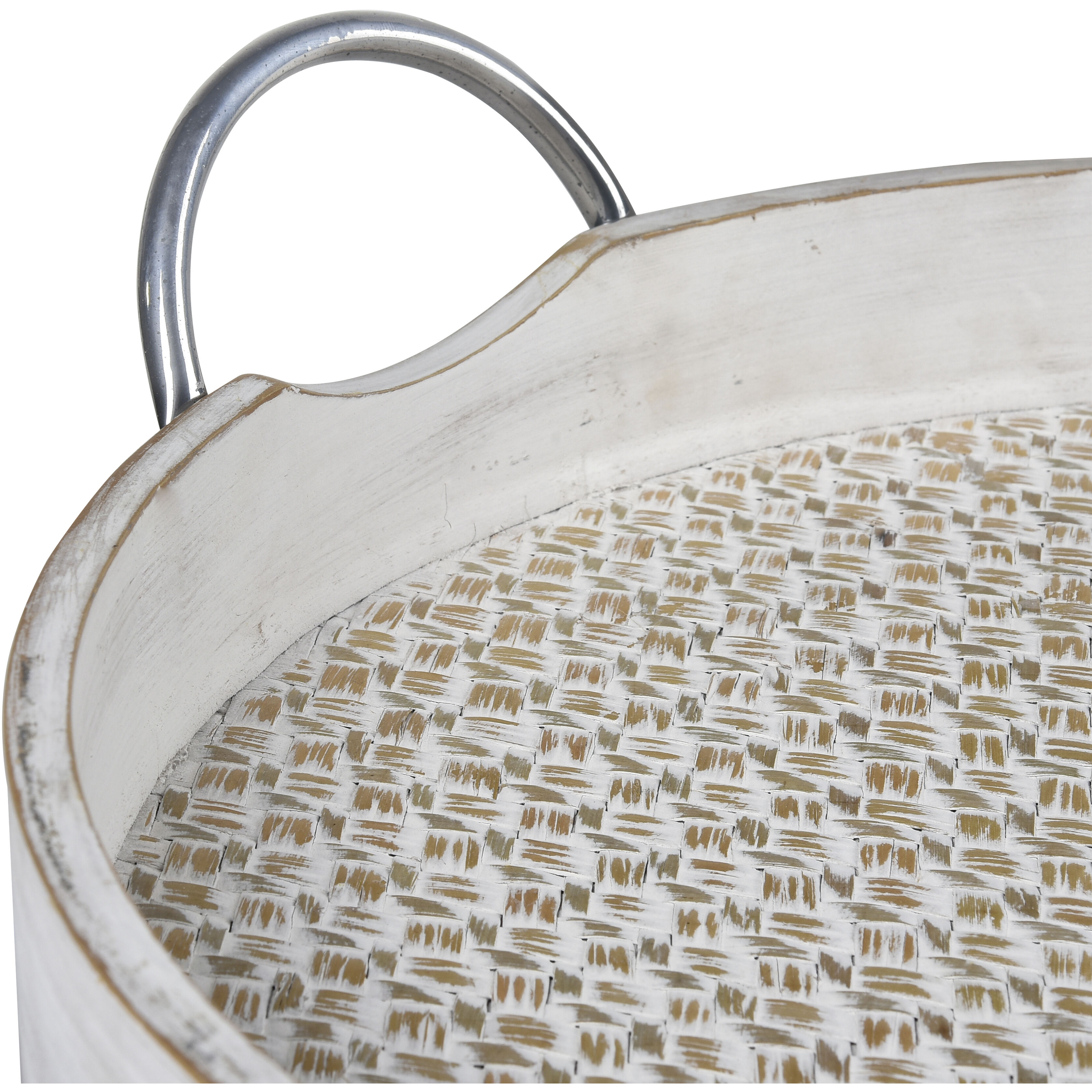 Fabian Weathered White with Bleached and Silver Tray, Set of 2