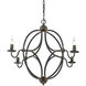 Caspian 4 Light 33 inch Antique Black Iron Chandelier Ceiling Light, Caged
