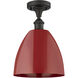 Edison Plymouth Dome 1 Light 9 inch Oil Rubbed Bronze Semi-Flush Mount Ceiling Light in Red