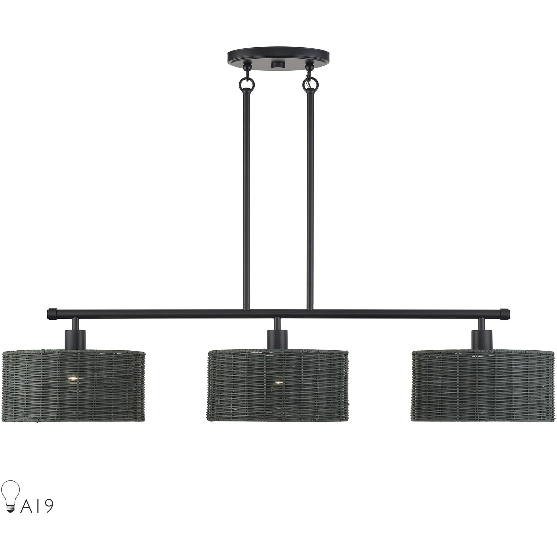 Weavington 3 Light 46 inch Black Linear Chandelier Ceiling Light, Extra Large