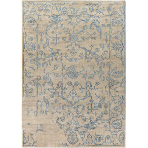 Bagras 63 X 39 inch Blue and Neutral Area Rug, Bamboo Silk and Wool