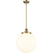 Franklin Restoration Beacon 1 Light 14 inch Brushed Brass Pendant Ceiling Light in Incandescent, Matte White