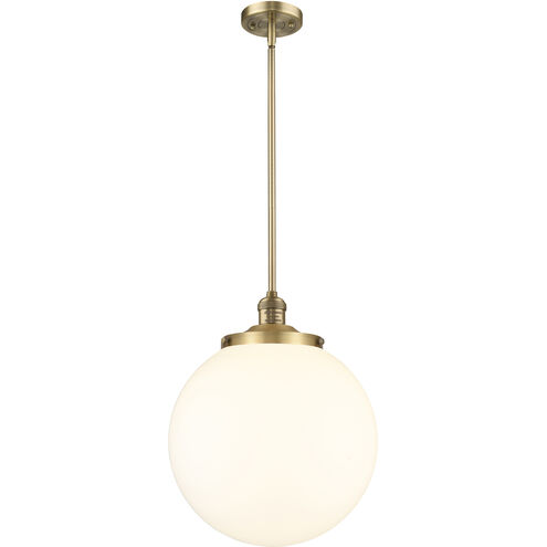 Franklin Restoration Beacon 1 Light 14 inch Brushed Brass Pendant Ceiling Light in Incandescent, Matte White