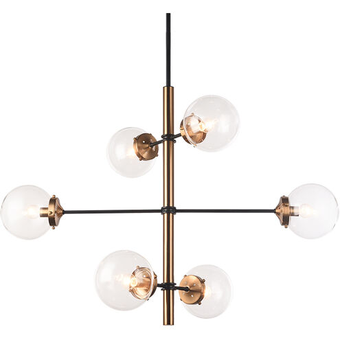 Enchant 6 Light 20 inch Aged Gold Brass Pendant Ceiling Light in Aged Gold Brass and Clear