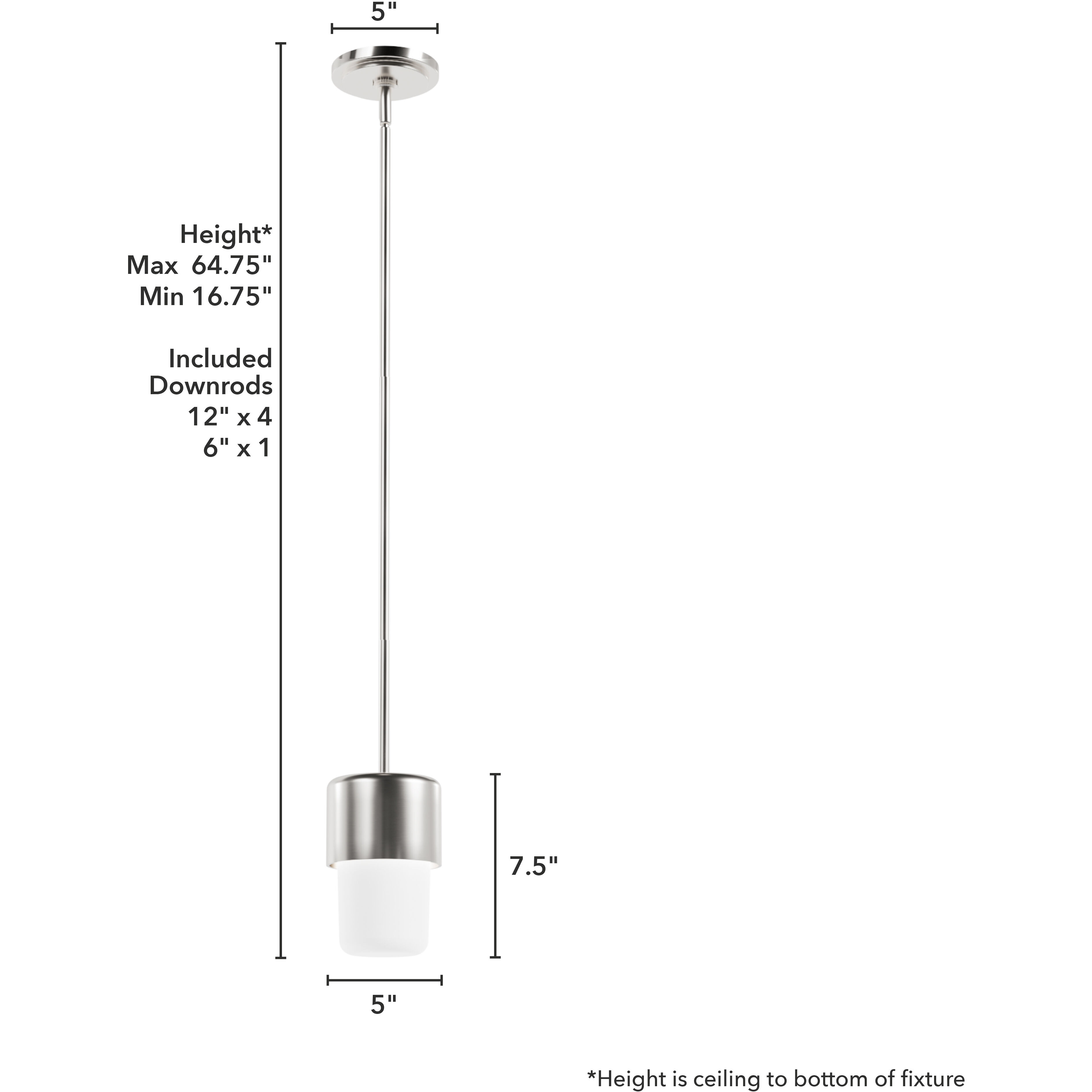 Station 1 Light 5 inch Brushed Nickel Mini Pendant Ceiling Light, Mini