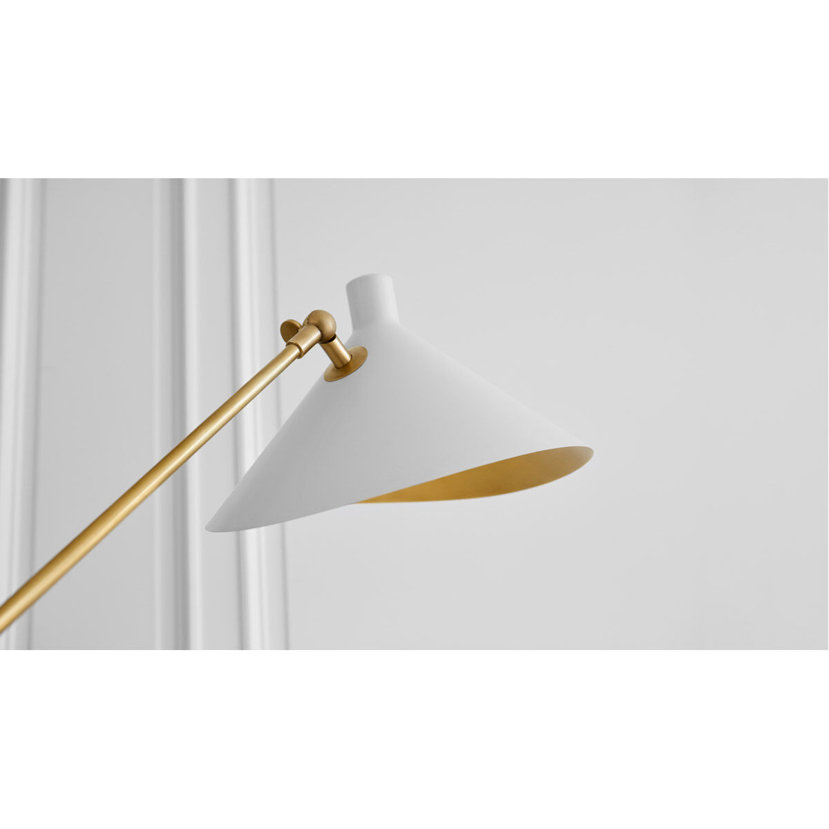 AERIN Mayotte 55.25 inch 60.00 watt Hand-Rubbed Antique Brass Offset Floor Lamp Portable Light in Matte White, Large